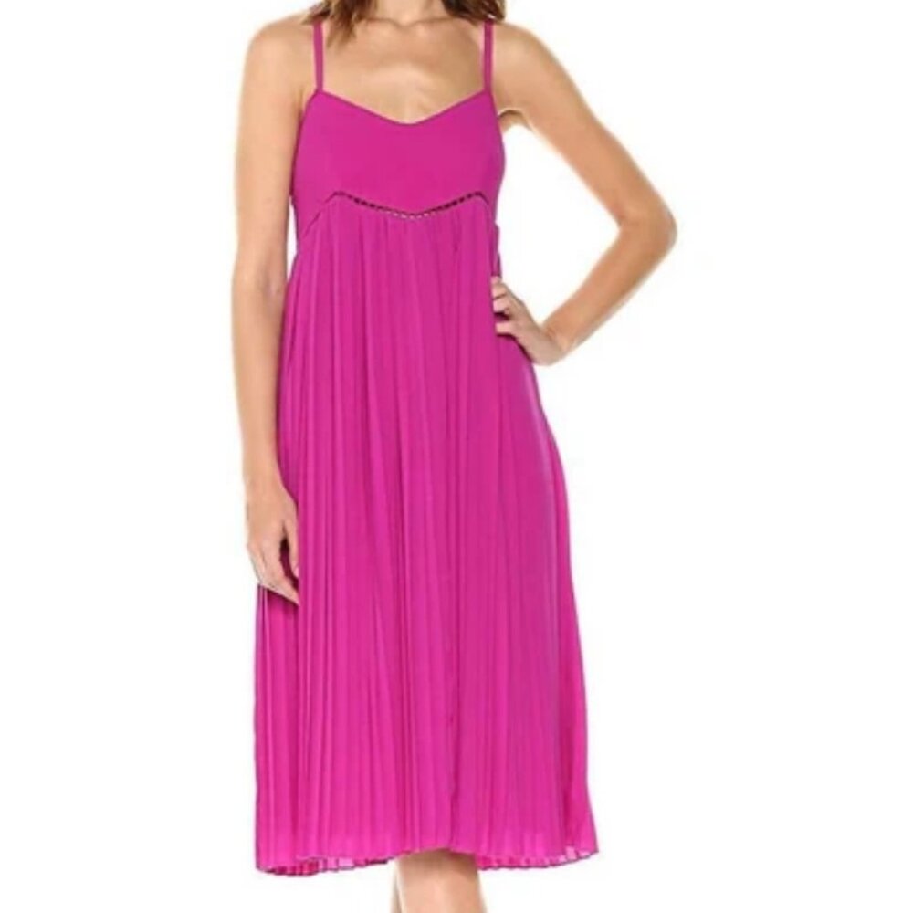 Trina Turk Fuchsia Pleated Midi Dress